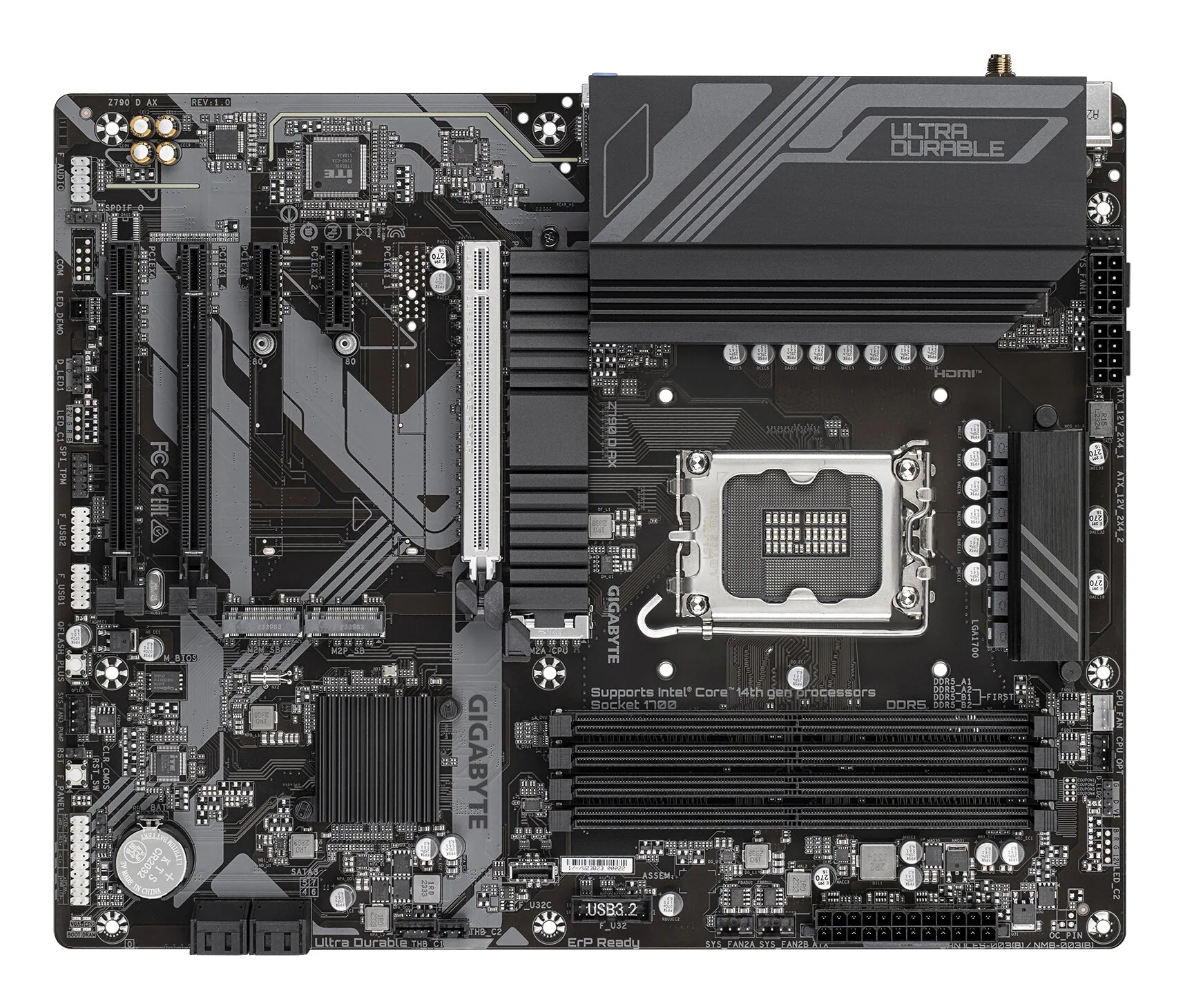 GIGABYTE Z790 D AX Motherboard - Unterstützt Intel Core 14. Generation CPUs, 12+1+1 Phasen Digital VRM, bis zu 7600MHz DDR5 (OC), 3xPCIe 4.0 M.2, Wi-Fi 6E, 2.5GbE LAN, USB 3.2 Gen 2 – Bild 3
