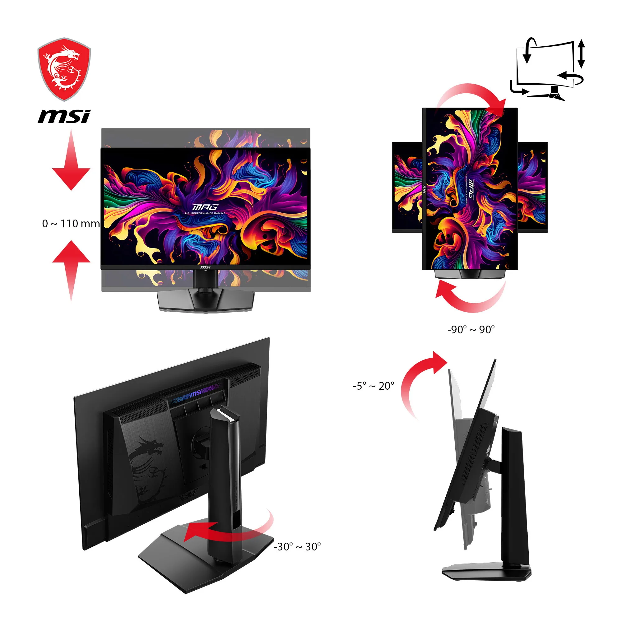 MSI MPG 271QRXDE QD-OLED Computerbildschirm 67,3 cm (26.5") 2560 x 1440 Pixel Wide Quad HD Schwarz – Bild 5