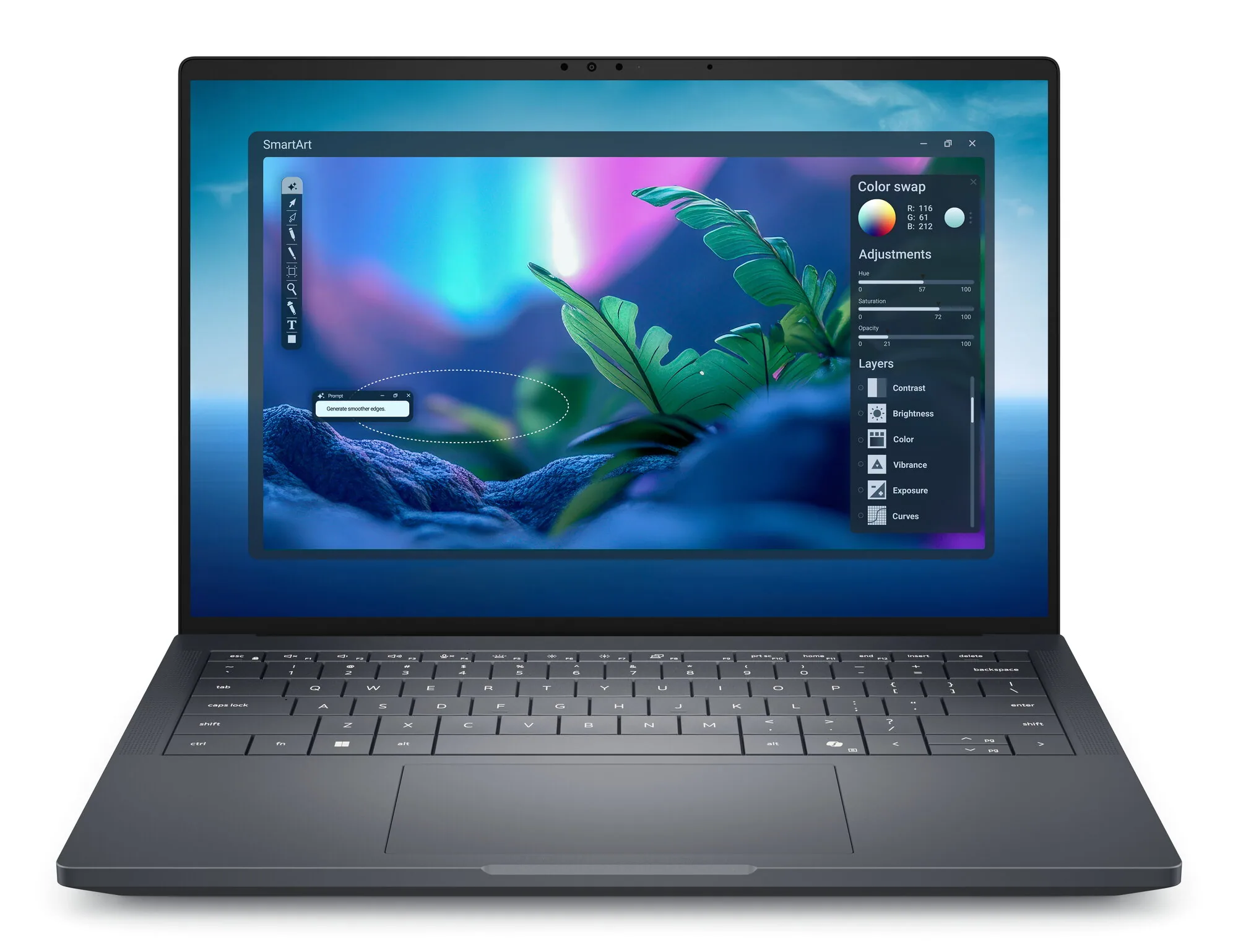 DELL Pro Max 14 Premium MA14250 Intel Core Ultra 7 265H Laptop 35,6 cm (14") Full HD+ 32 GB LPDDR5x-SDRAM 1 TB SSD NVIDIA RTX PRO 1000 Blackwell Wi-Fi 7 (802.11be) Windows 11 Pro Schwarz Deutsch – Bild 1