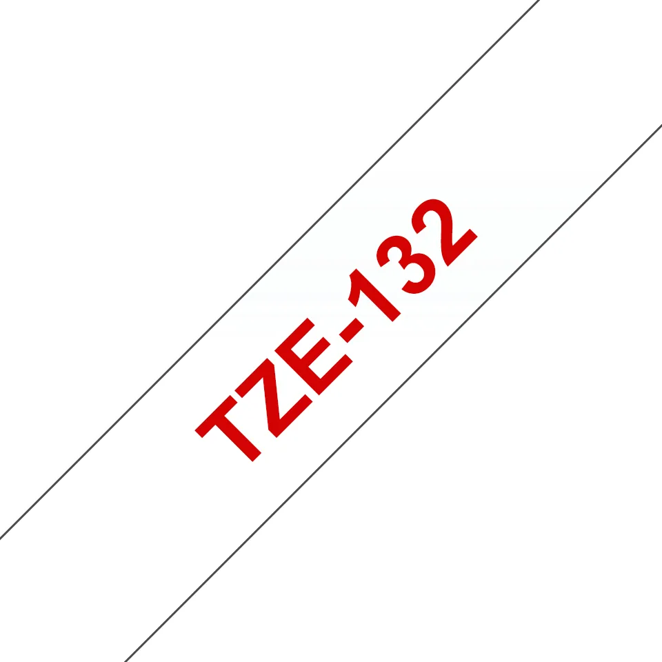 Brother TZE-132 Etiketten erstellendes Band Rot auf Transparent – Bild 2
