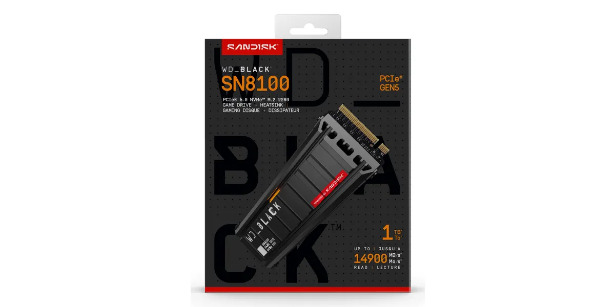WD SSD Black M.2 2280 1 TB NVMe SN8100 Heatsink