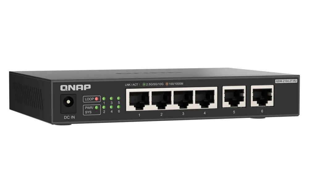 QNAP QSW-2104-2T-R2 Netzwerk-Switch Unmanaged 10G Ethernet (100/1000/10000) Desktop Schwarz – Bild 5