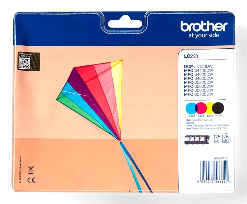Brother LC-223VALBP Druckerpatrone 4 Stück(e) Original Schwarz, Cyan, Magenta, Gelb – Bild 1