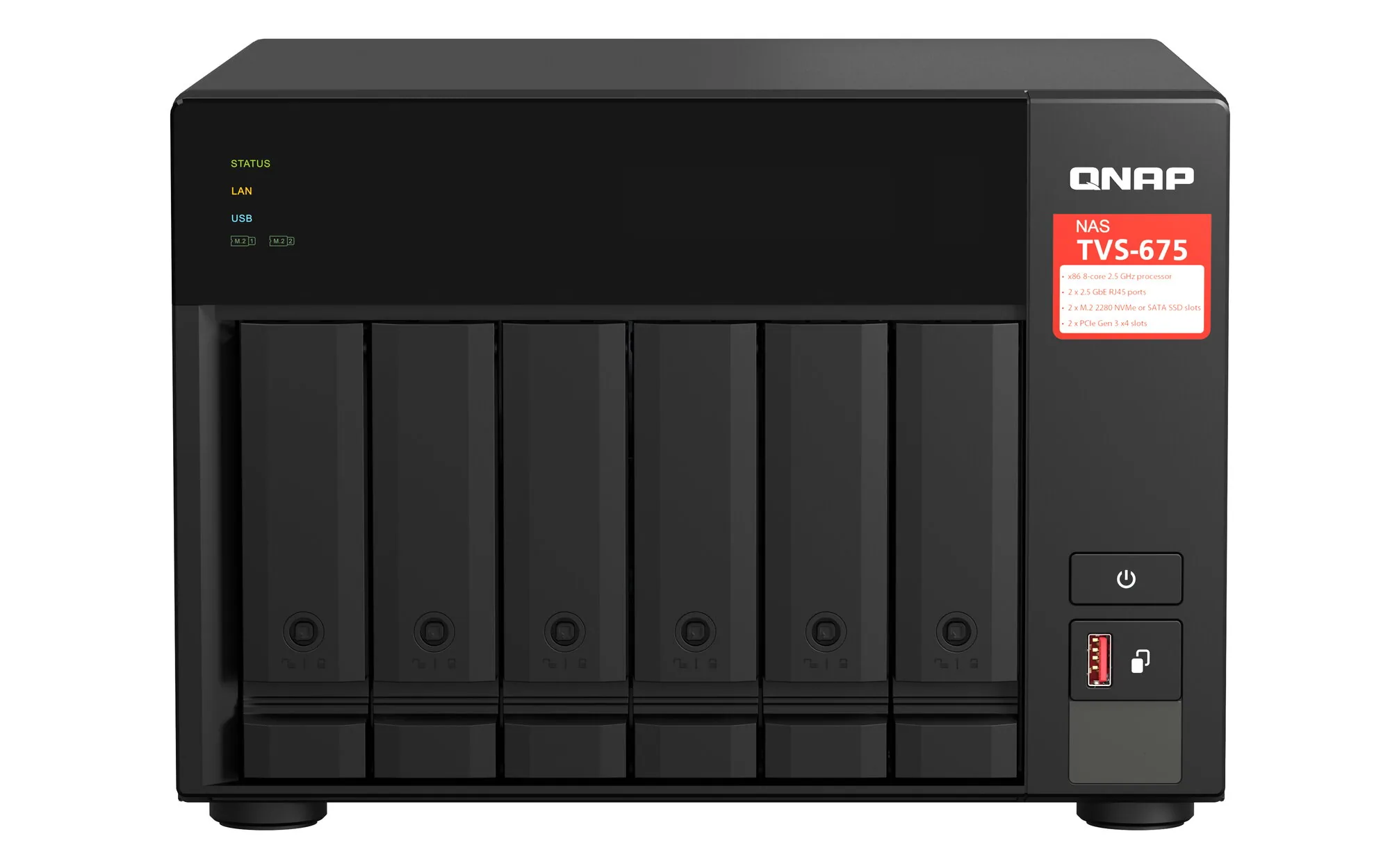 QNAP TVS-675 NAS Tower ZhaoXin KaiXian KX-6000 KX-U6580 8 GB DDR4 0 TB QuTS hero Schwarz – Bild 1