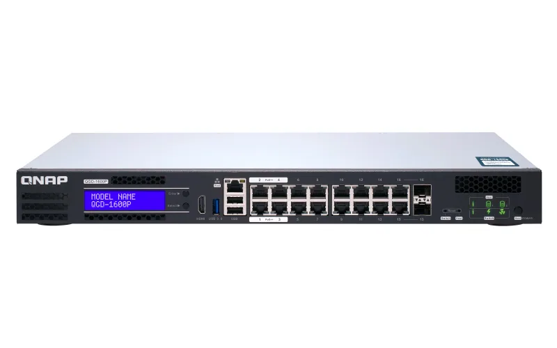 QNAP QGD-1600P Managed Gigabit Ethernet (10/100/1000) Power over Ethernet (PoE) 1U Schwarz, Grau – Bild 1