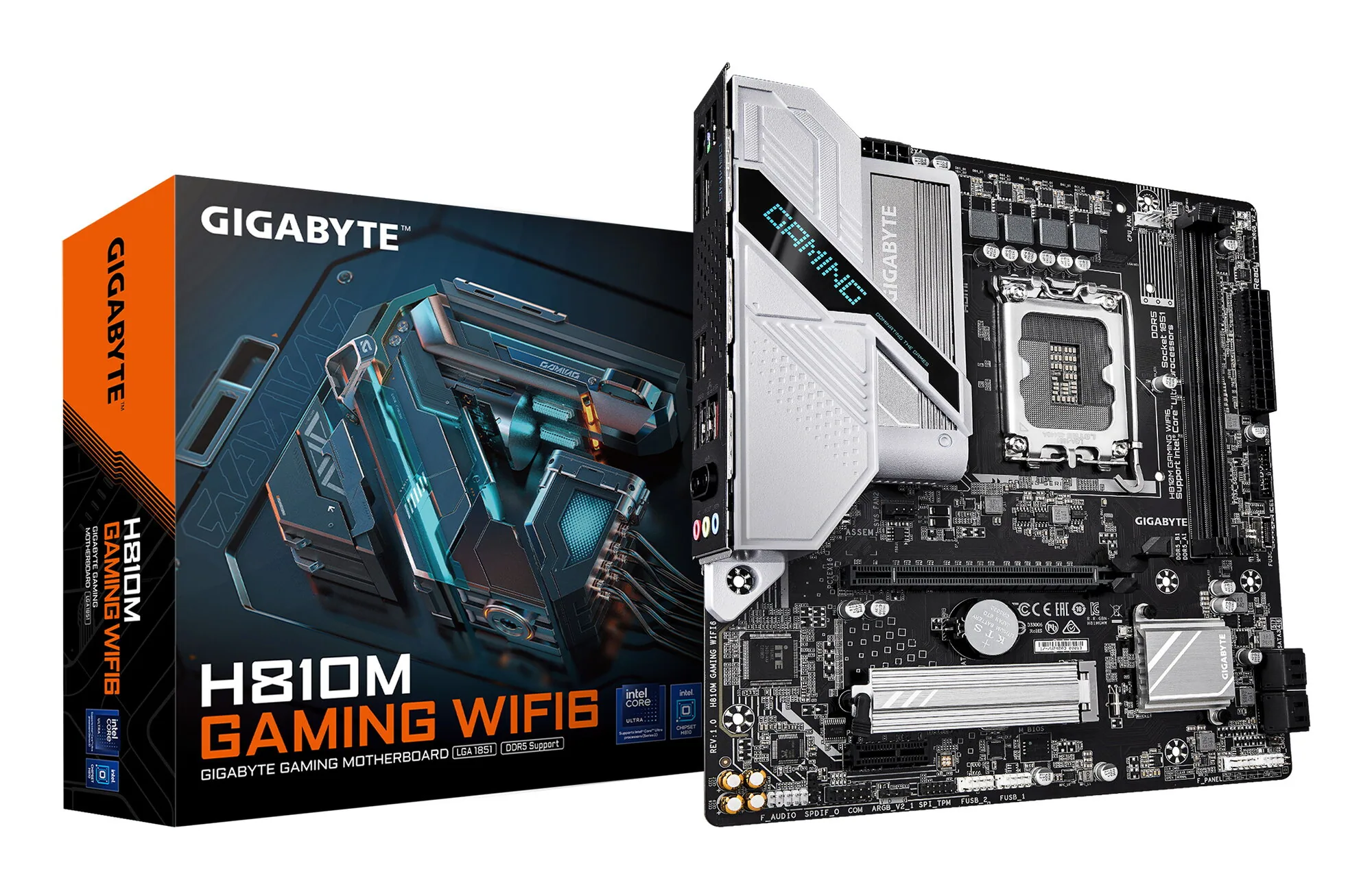 GIGABYTE H810M GAMING WIFI6 Mainboard – Intel Core Ultra (Serie 2) CPUs, 4+1+2 Phasen VRM, bis zu 6400 MHz DDR5, 1xPCIe 4.0 M.2, 2.5GbE LAN, WIFI 6, USB 3.2 Gen 1 – Bild 1