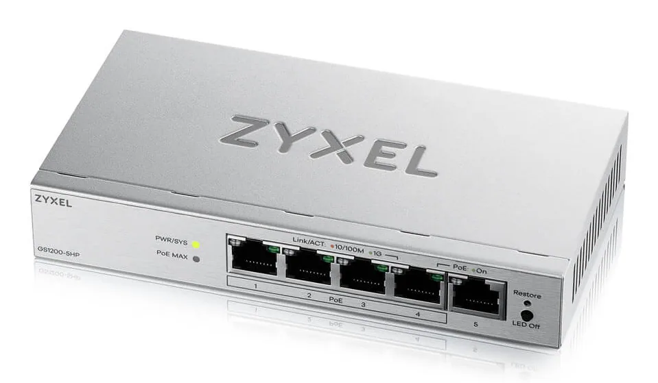 Zyxel GS1200-5HPV3 Managed L2 Gigabit Ethernet (10/100/1000) Power over Ethernet (PoE) Desktop Grau – Bild 1