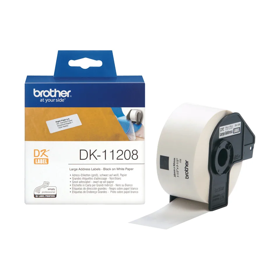 Brother DK-11208 Etiketten erstellendes Band Schwarz auf weiss – Bild 1