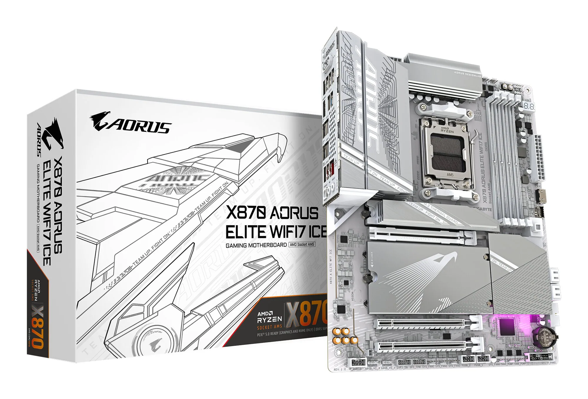 GIGABYTE X870 AORUS ELITE WIFI7 ICE Mainboard – Bild 1