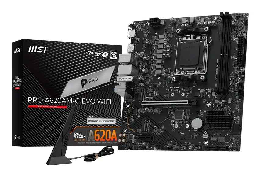 MSI Pro A620AM-G EVO WIFI AMD A620A Sockel AM5 micro ATX – Bild 1