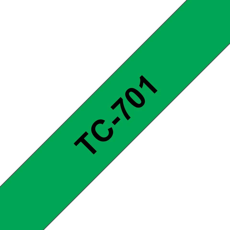 Brother TC-701 Etiketten erstellendes Band Schwarz auf grün – Bild 1