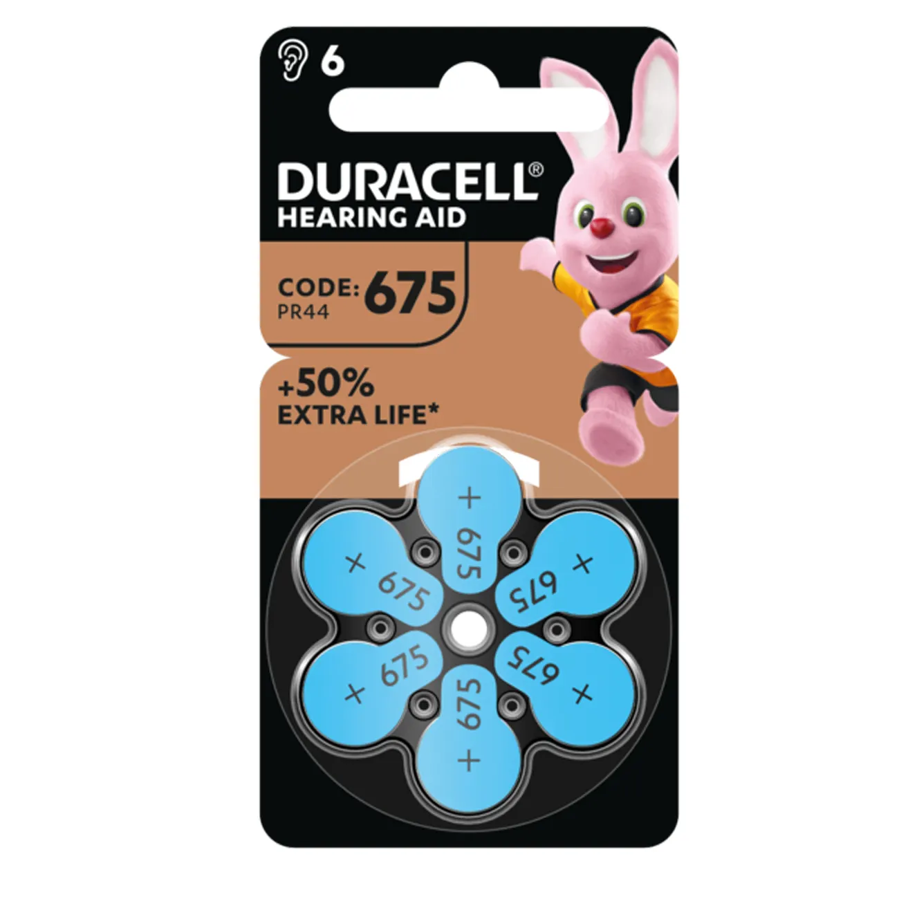 Duracell Batterie Hörgeräte EasyTab 675  (PR44) NEU  6St.