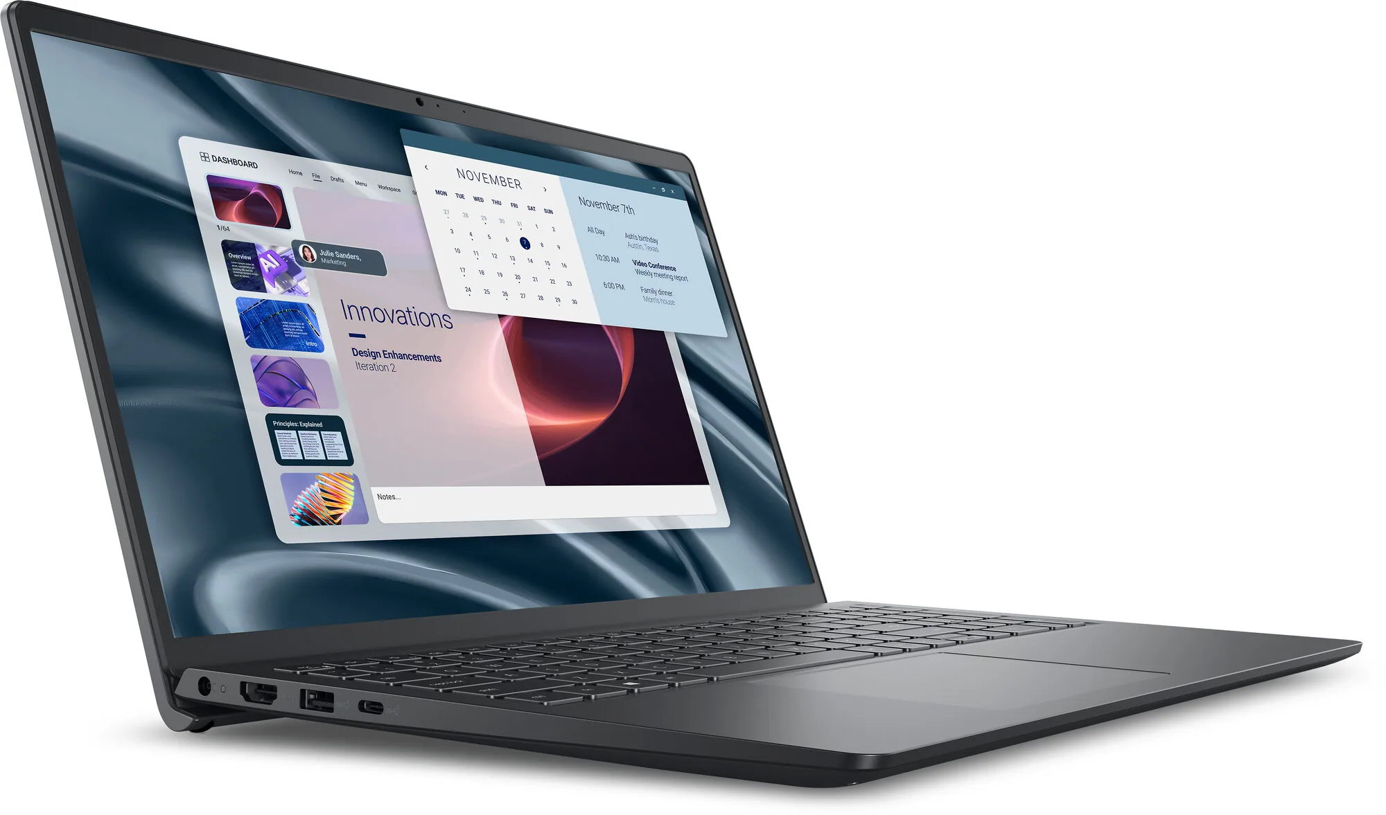DELL Pro 15 Essential PV15255 AMD Ryzen™ 3 7320U Laptop 39,6 cm (15.6") Full HD 8 GB LPDDR5-SDRAM 512 GB SSD Wi-Fi 5 (802.11ac) Windows 11 Pro Schwarz QWERTZ Deutsch – Bild 3