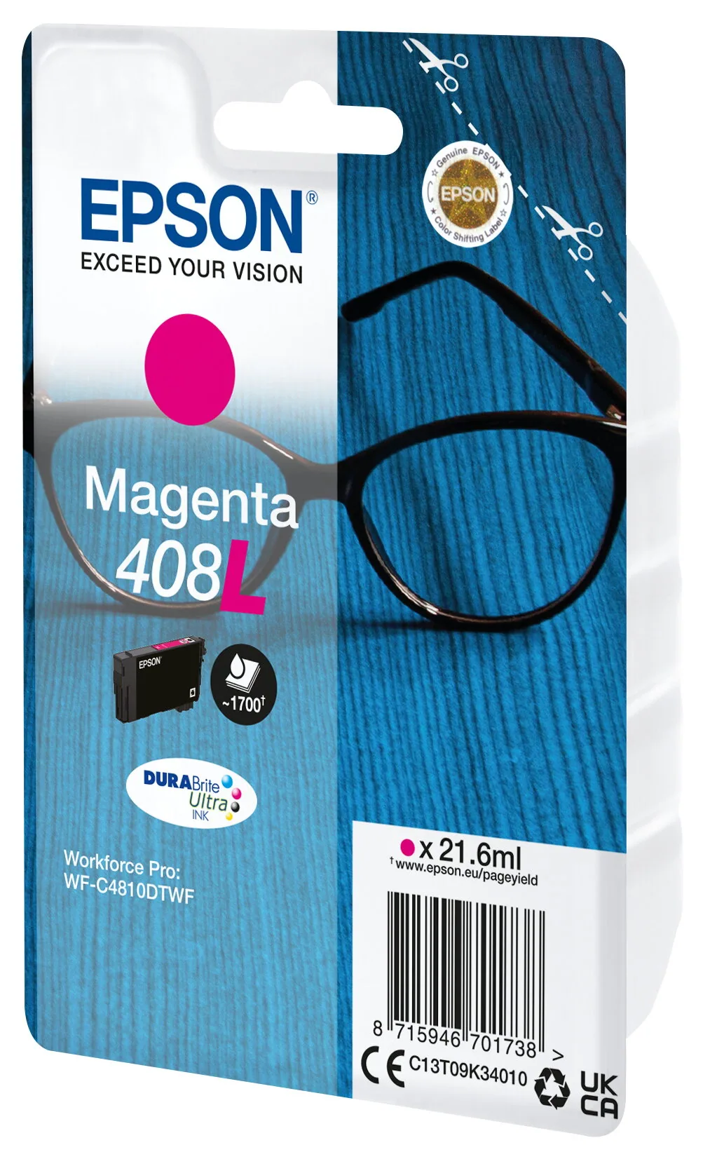 Epson 408L Brille DURABrite Ultra Single Magenta Tinte – Bild 1