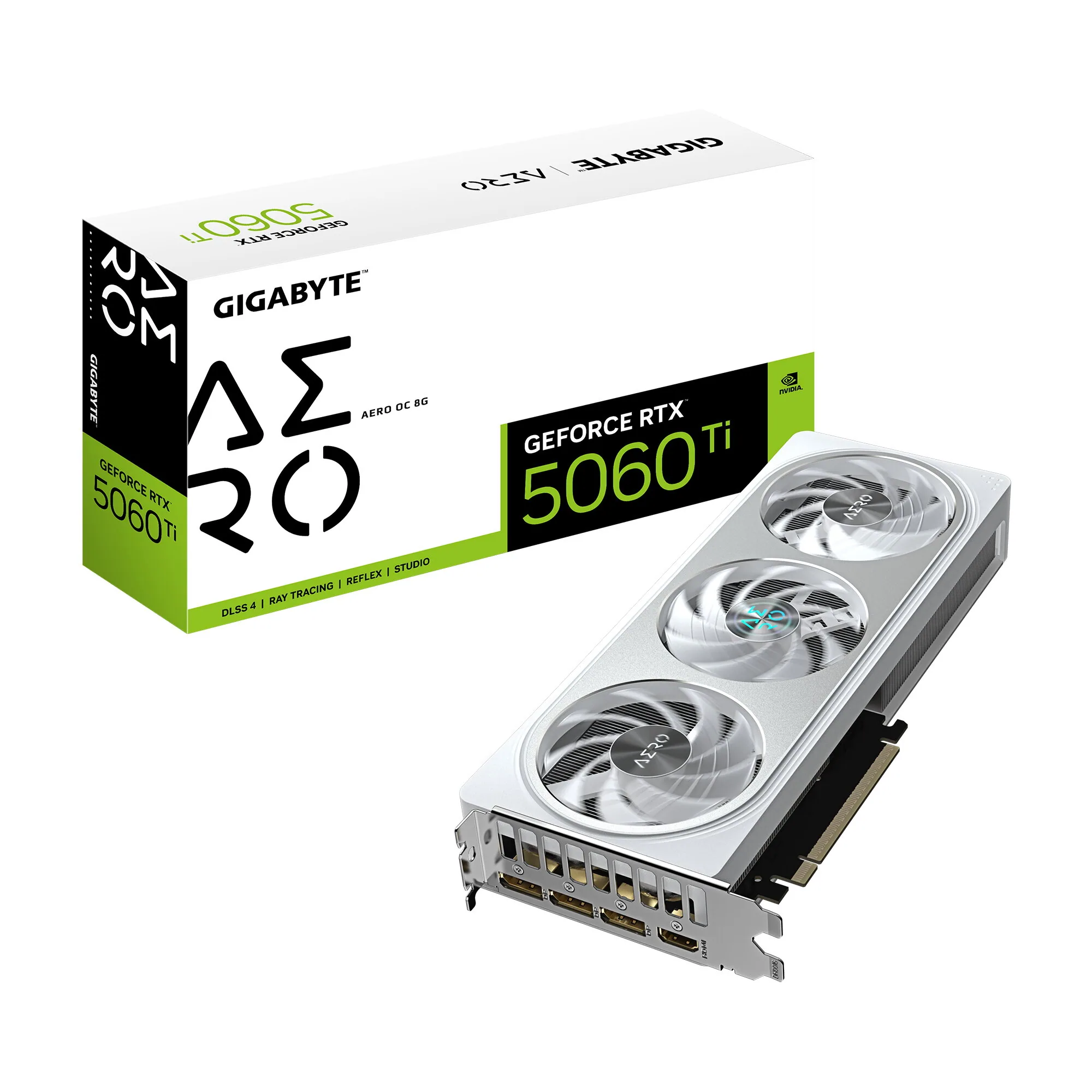 GIGABYTE GeForce RTX 5060 Ti AERO OC 8G Grafikkarte – 8 GB GDDR7, 128 Bit, PCI-E 5.0, 2647 MHz Kernfrequenz, 3 x DisplayPort, 1 x HDMI, GV-N506TAERO OC-8GD – Bild 1