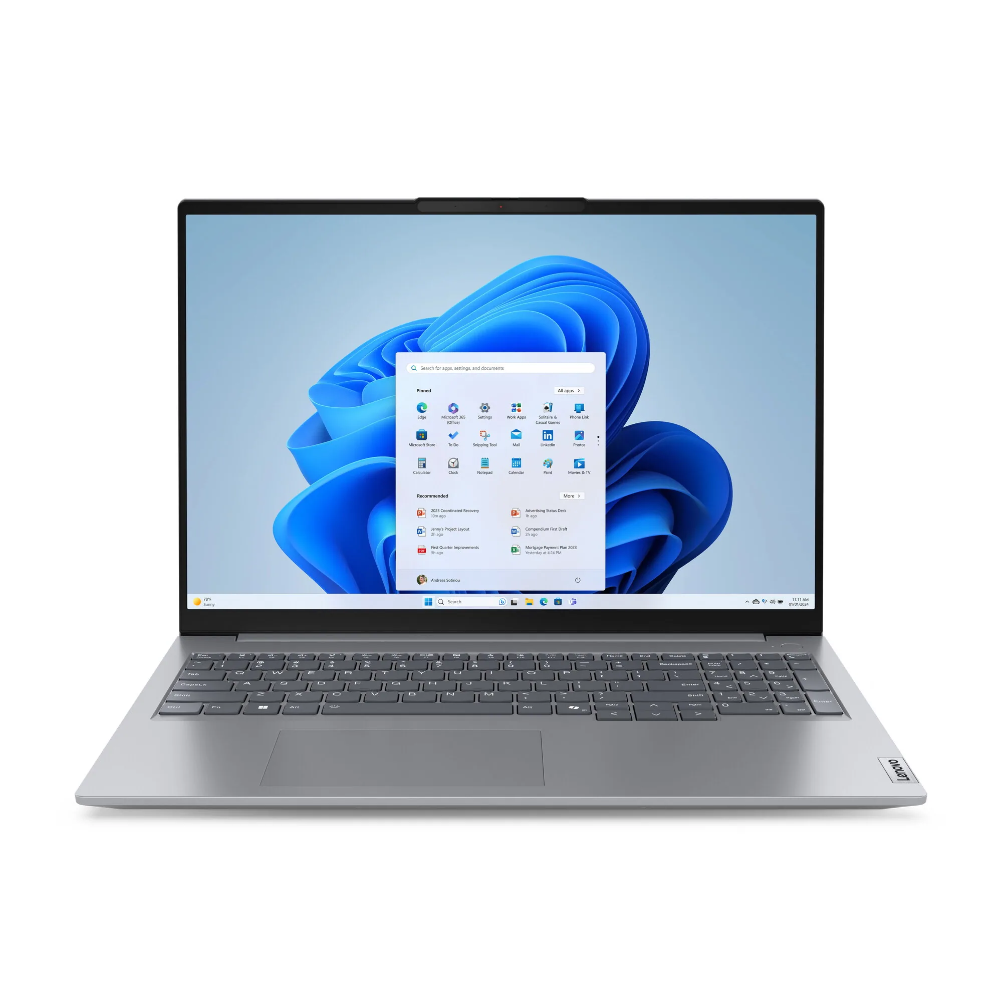 Lenovo ThinkBook 16 G7 ARP AMD Ryzen™ 5 7535HS Laptop 40,6 cm (16") WUXGA 16 GB DDR5-SDRAM 512 GB SSD Wi-Fi 6E (802.11ax) Windows 11 Pro Grau Deutsch – Bild 1