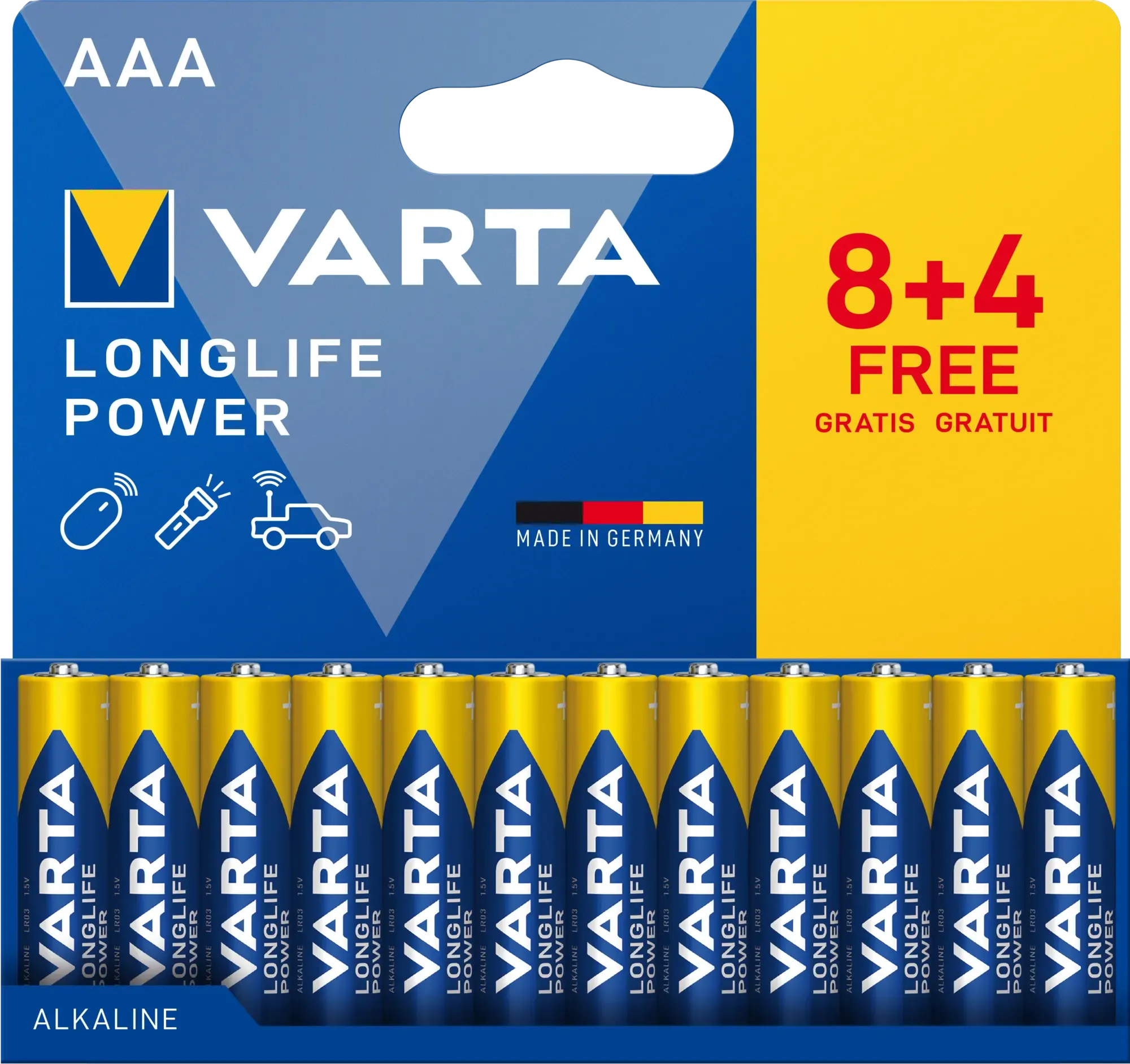 Varta Batterie LONGLIFE Power AAA NEU 12 Stück (8+4)
