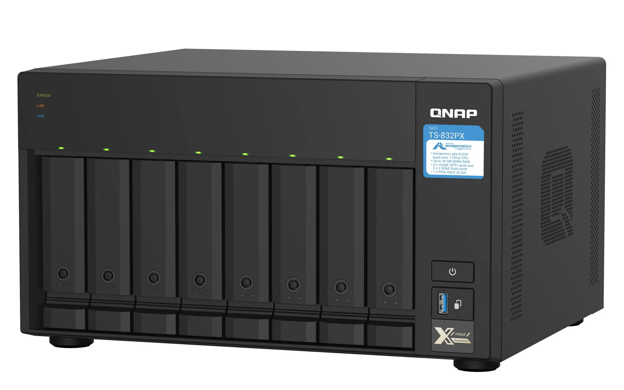 QNAP TS-832PX NAS Tower Annapurna Labs AL324 4 GB DDR4 0 TB QNAP Turbo System Aluminium, Schwarz – Bild 5