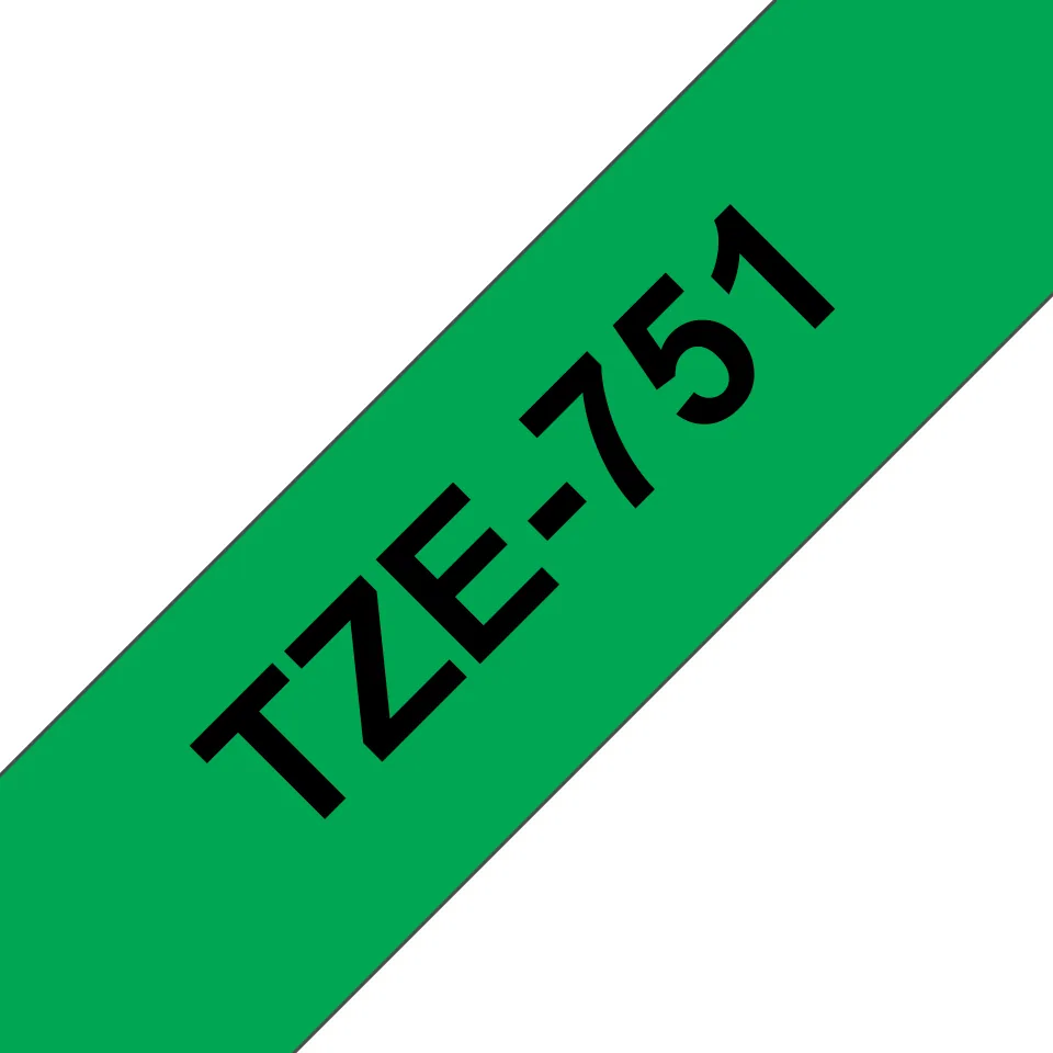 Brother TZE-751 Etiketten erstellendes Band Schwarz auf grün – Bild 1