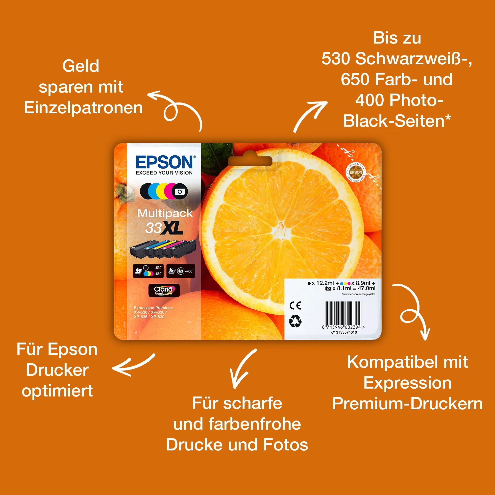 Epson Oranges 33 Orange Claria Premium Multipack 5 Farben Tinte – Bild 2