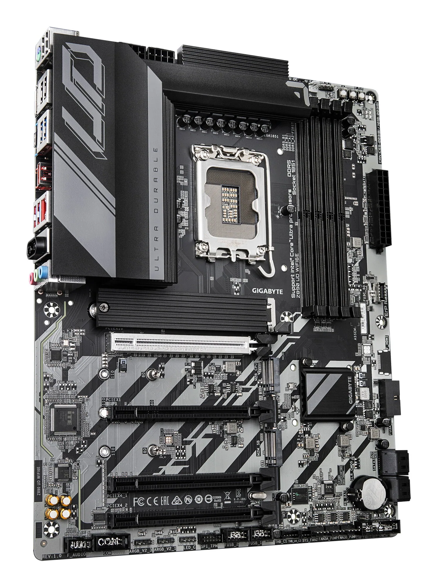 GIGABYTE Z890 UD WIFI6E Mainboard - Unterstützt Intel Core Ultra (Serie 2) CPUs, 12+1+2 Phasen VRM, bis zu 8800MHz DDR5 (OC), 1xPCIe 5.0 + 2xPCIe 4.0, Wi-Fi 6E, 2.5GbE LAN, USB 4 – Bild 3