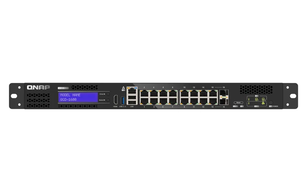 QNAP QGD-1600 Managed Gigabit Ethernet (10/100/1000) 1U Schwarz, Grau – Bild 1