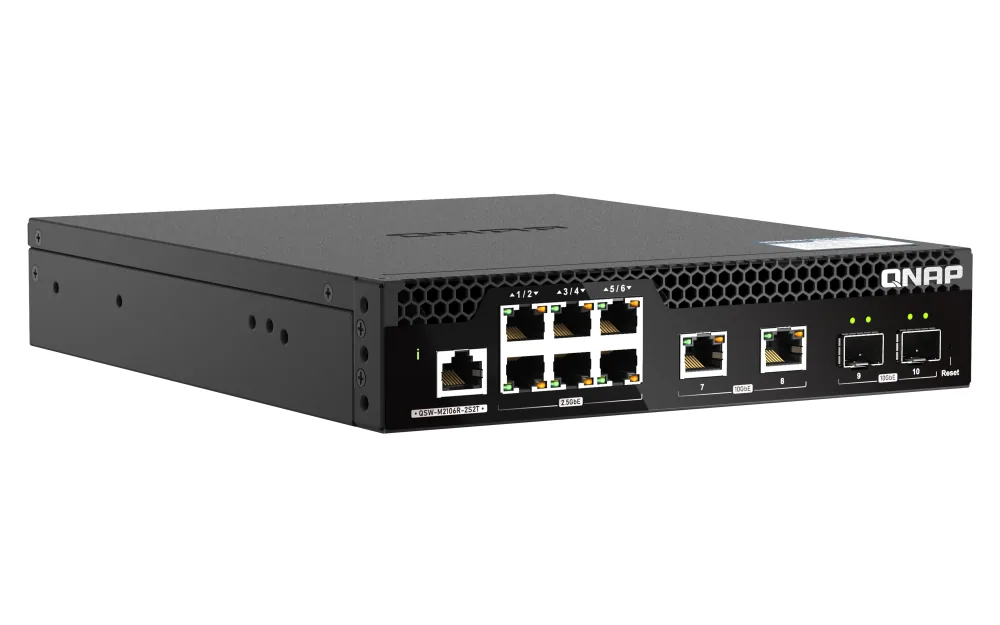 QNAP QSW-M2106R-2S2T Netzwerk-Switch Managed L2 10G Ethernet (100/1000/10000) 1U Schwarz – Bild 3