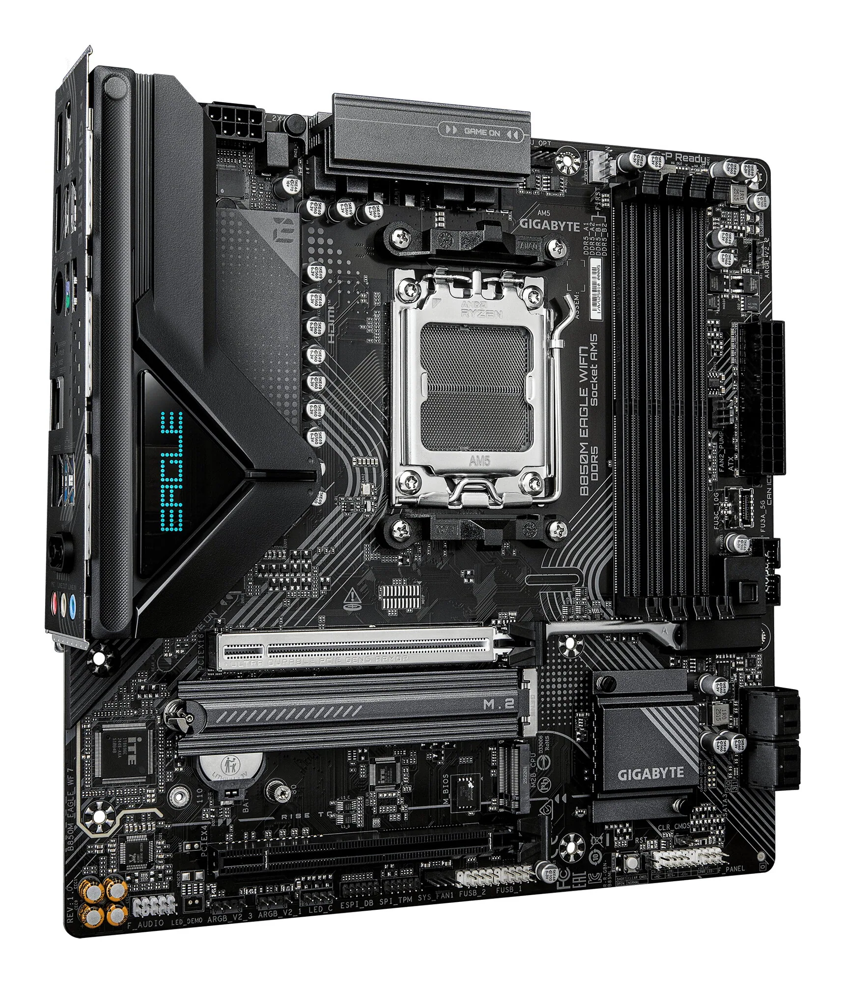 GIGABYTE B850M EAGLE WIFI7 Mainboard – AMD Ryzen 9000 Series CPUs, digitales 8+2+2-Phasen-VRM, bis zu 8200 MHz DDR5 (O.C.), 1× PCIe-5.0-M.2 + 1× PCIe-4.0-M.2, Wi-Fi 7, 2.5-GbE-LAN, USB 3.2 Gen 2 – Bild 3