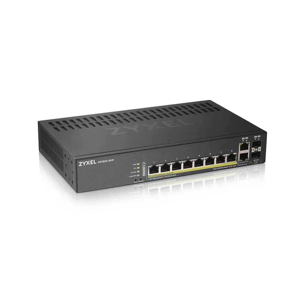 Zyxel GS1920-8HPV2 Managed Gigabit Ethernet (10/100/1000) Power over Ethernet (PoE) Schwarz – Bild 1