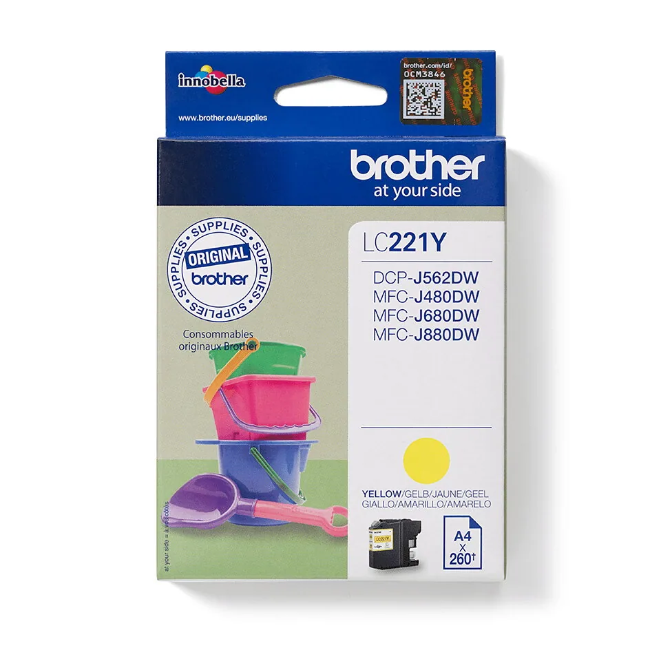 Brother LC221Y Druckerpatrone 1 Stück(e) Original Gelb – Bild 1
