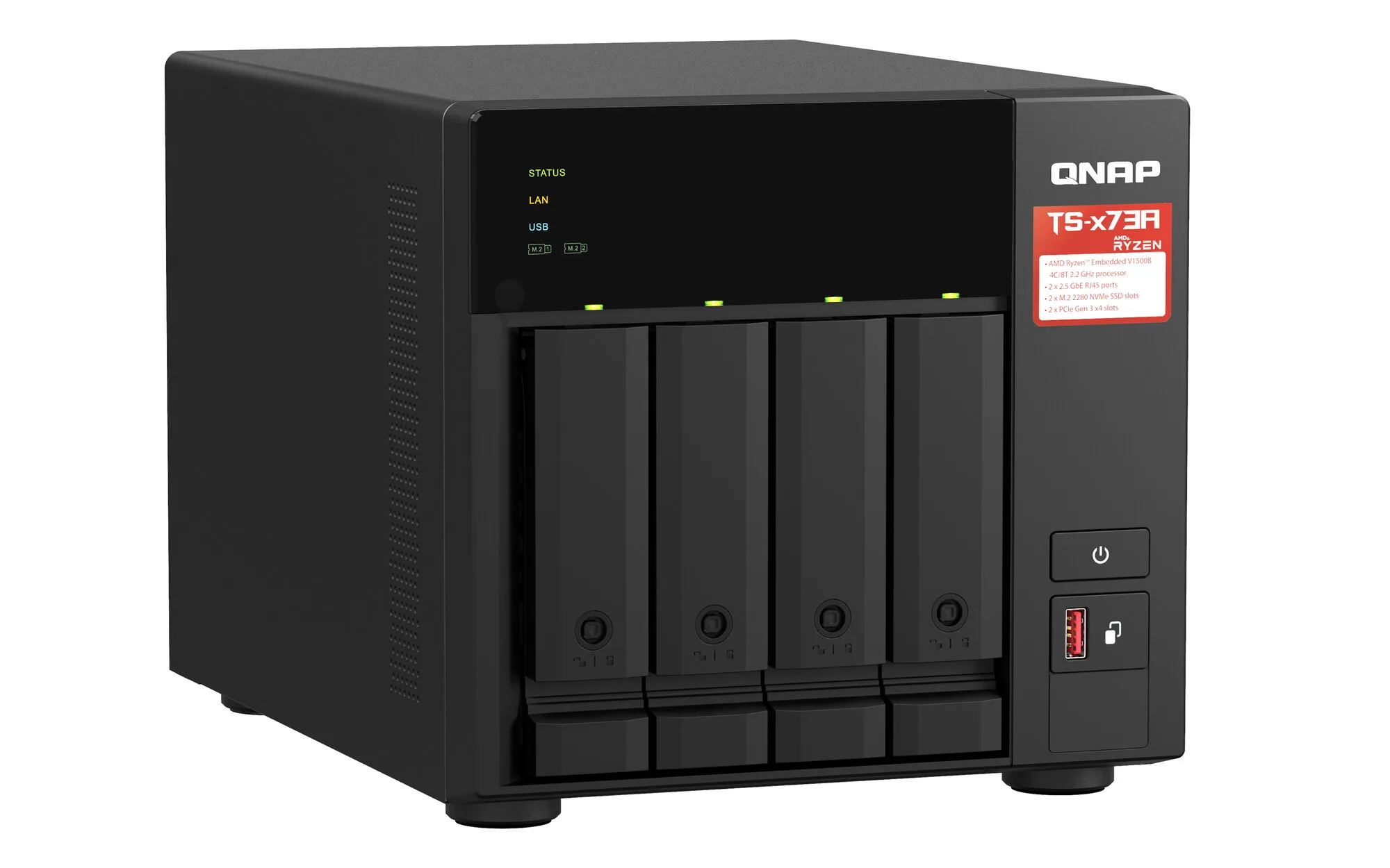 QNAP TS-473A NAS Tower Ryzen Embedded V1500B 8 GB DDR4 0 TB QNAP Turbo System Schwarz – Bild 2