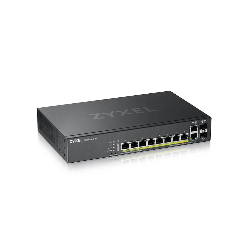 Zyxel GS2220-10HP-EU0101F Netzwerk-Switch Managed L2 Gigabit Ethernet (10/100/1000) Power over Ethernet (PoE) Schwarz – Bild 1