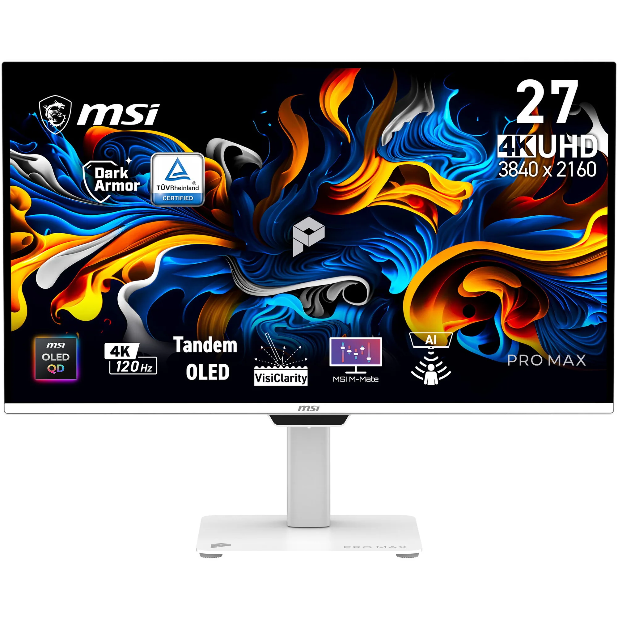 MSI Pro MAX 271UPXW12G Computerbildschirm 67,3 cm (26.5") 3840 x 2160 Pixel UltraWide Full HD QD-OLED Weiß – Bild 1