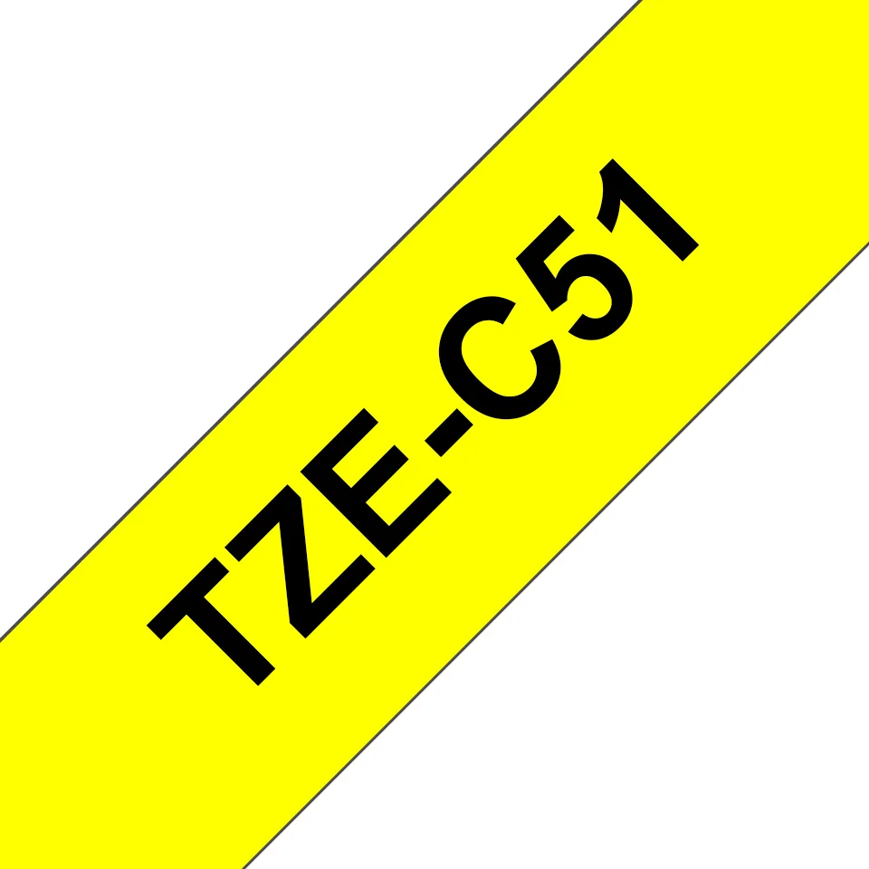 Brother TZE-C51 Etiketten erstellendes Band Schwarz auf fluoreszierendem Gelb – Bild 1