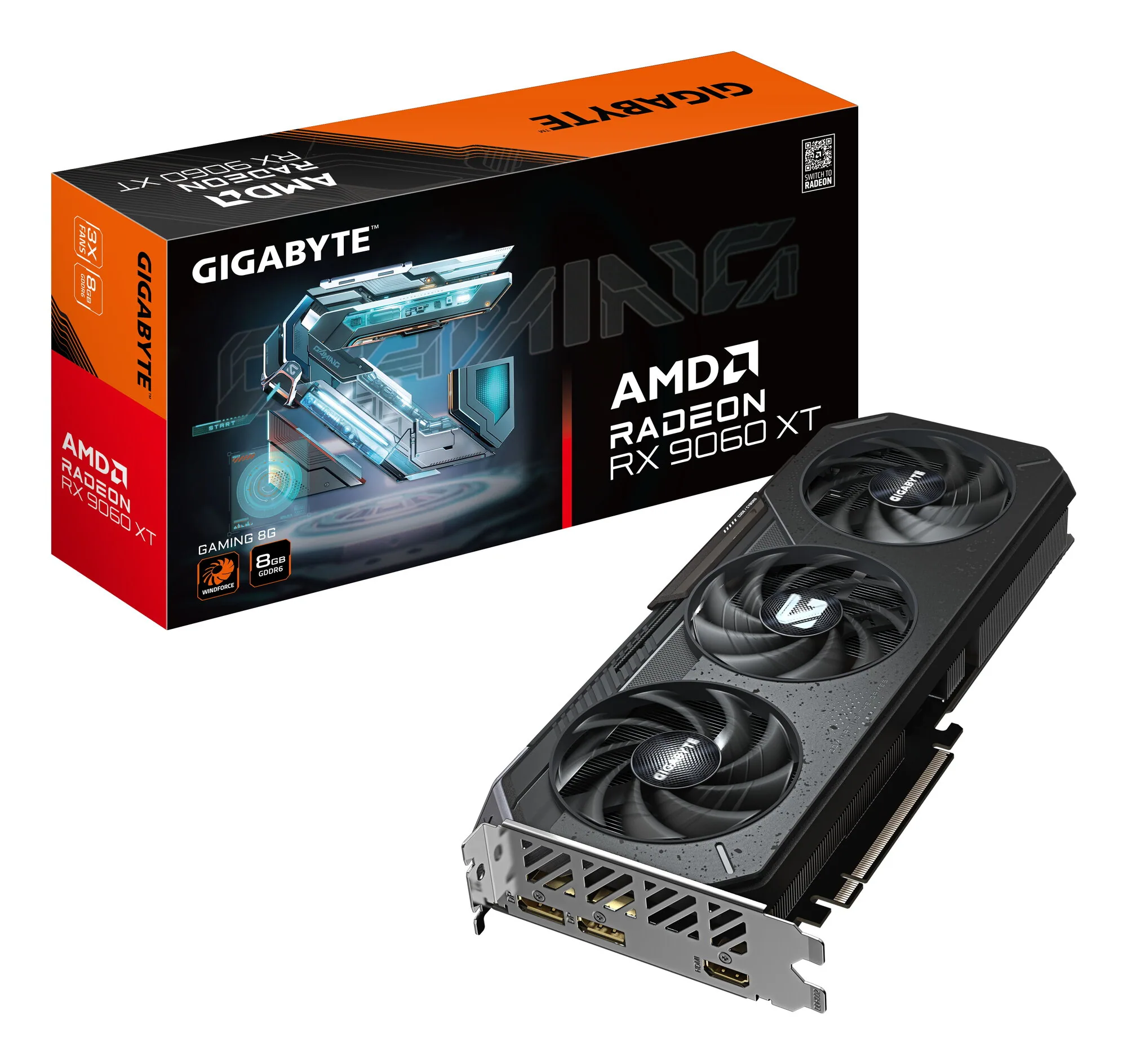 GIGABYTE Radeon RX 9060 XT GAMING 8G Grafikkarte - 8GB GDDR6, 128bit, PCI-E 5.0, 3130 MHz Kerntakt, 2 x DisplayPort, 1 x HDMI, GV-R9060XTGAMING-8GD – Bild 1
