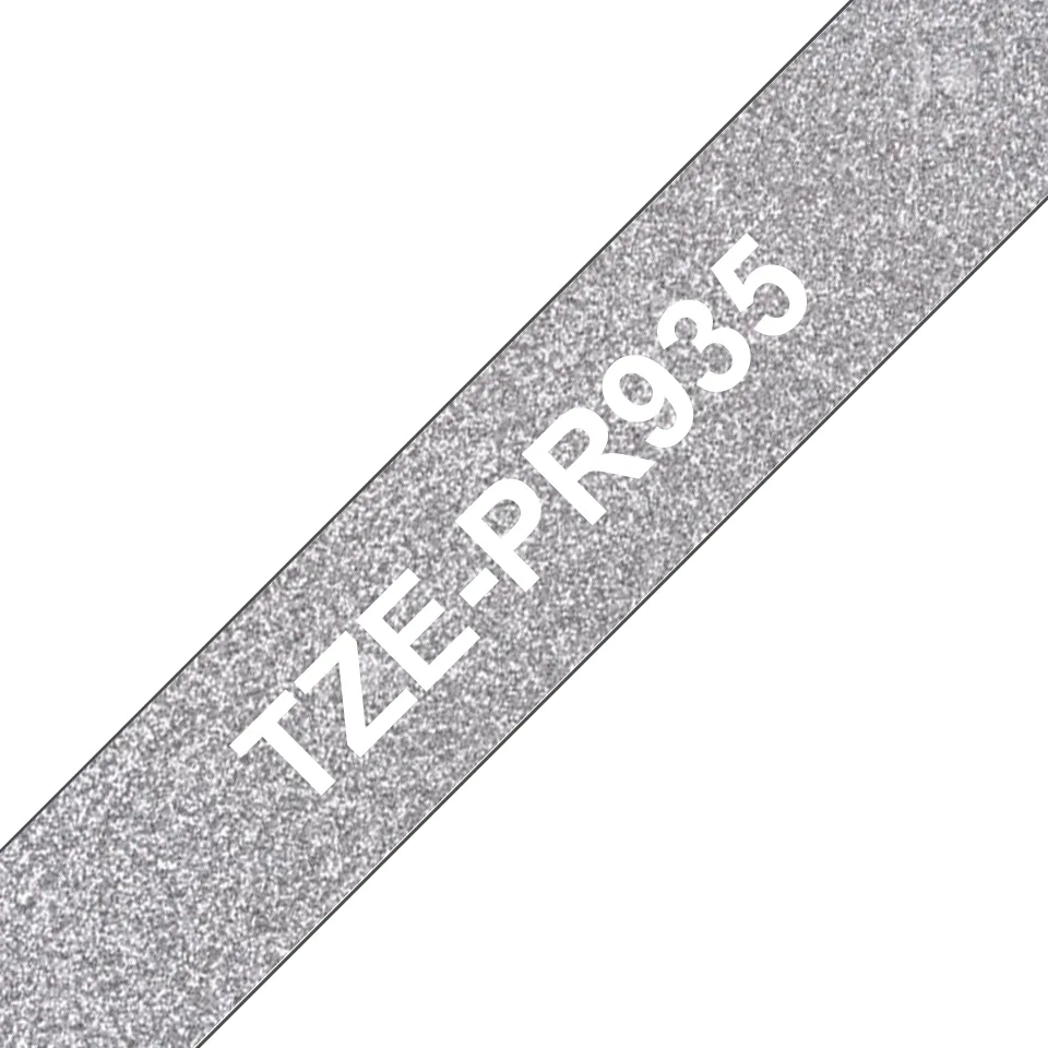 Brother TZE-PR935 Etiketten erstellendes Band Weiß auf Silber – Bild 1