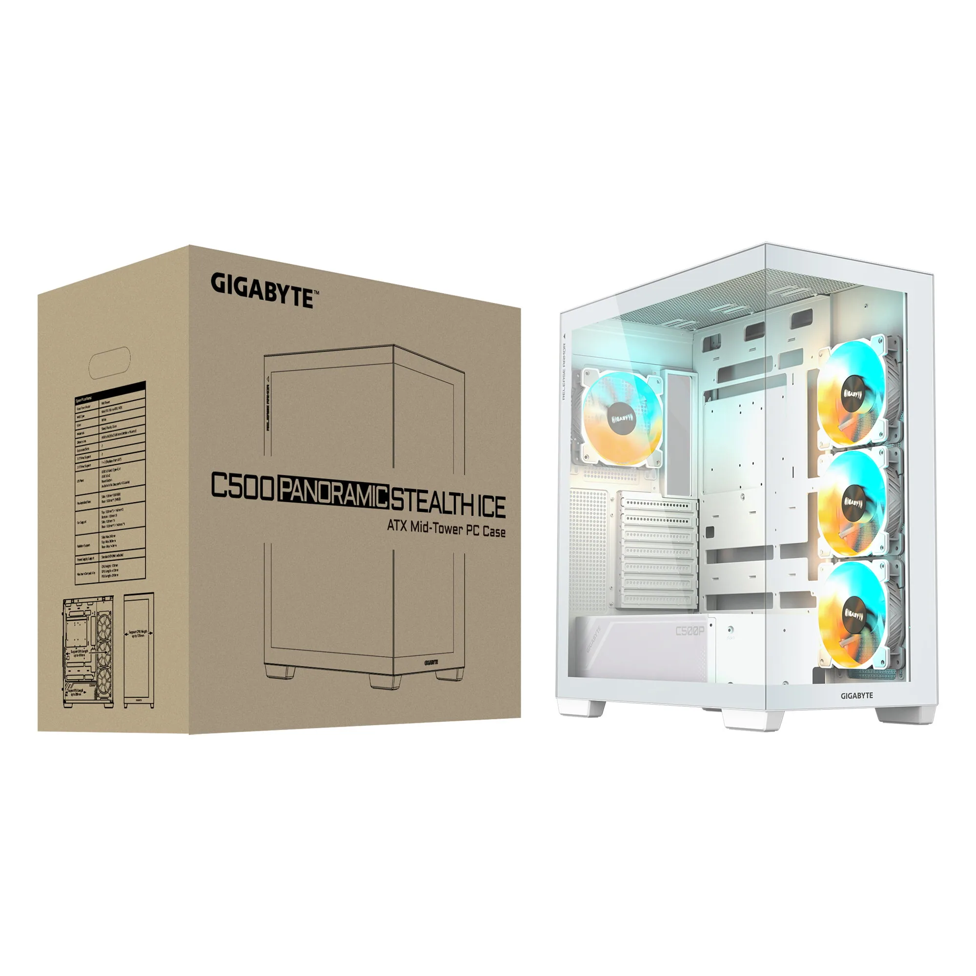 GIGABYTE C500 PANORAMIC STEALTH Midi Tower Weiß – Bild 8