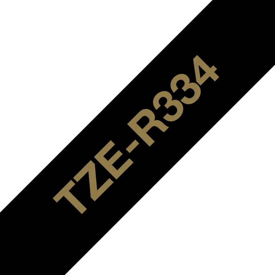 Brother TZE-R334 Etiketten erstellendes Band Gold auf Schwarz – Bild 1