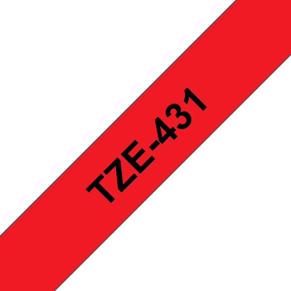 Brother TZE-431 Etiketten erstellendes Band Schwarz auf rot – Bild 1