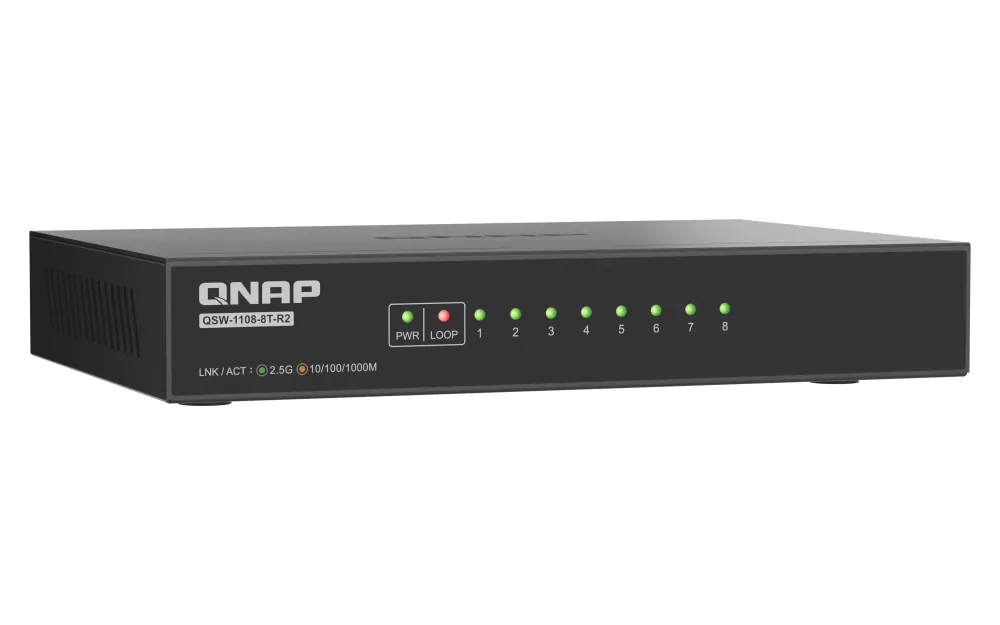 QNAP QSW-1108-8T-R2 Netzwerk-Switch Unmanaged 2.5G Ethernet (100/1000/2500) Desktop Schwarz – Bild 6