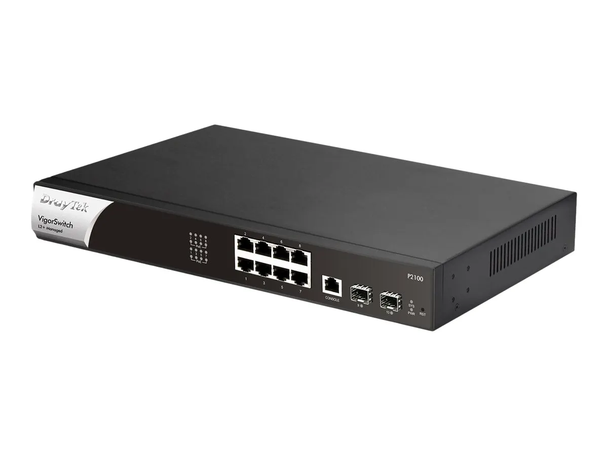 DrayTek Switch 330 mm VigorSwitch P-2100 2x SFP+/ 8x Gigabit-Ethernet/PoE+