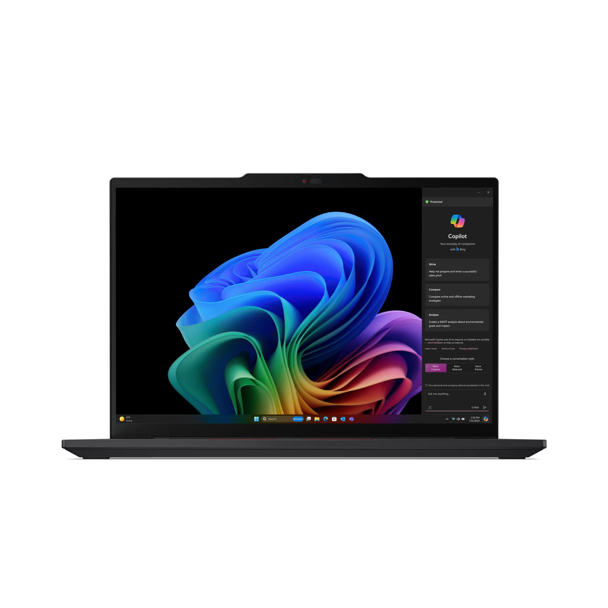 Lenovo ThinkPad T14s Gen 6 (Snapdragon) Copilot+ PC X1E-78-100 Laptop 35,6 cm (14") WUXGA 32 GB LPDDR5x-SDRAM 1 TB SSD Wi-Fi 7 (802.11be) Windows 11 Pro Schwarz Deutsch – Bild 2