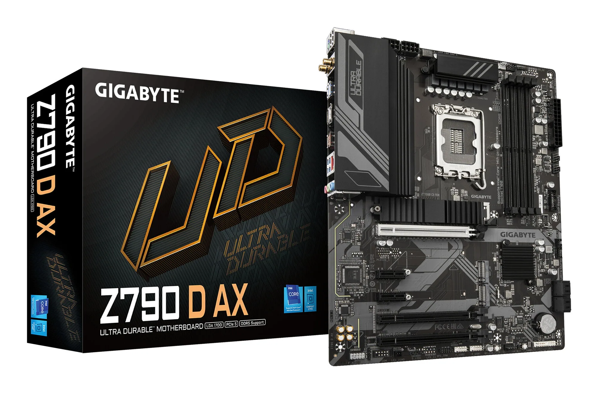 GIGABYTE Z790 D AX Motherboard - Unterstützt Intel Core 14. Generation CPUs, 12+1+1 Phasen Digital VRM, bis zu 7600MHz DDR5 (OC), 3xPCIe 4.0 M.2, Wi-Fi 6E, 2.5GbE LAN, USB 3.2 Gen 2 – Bild 1