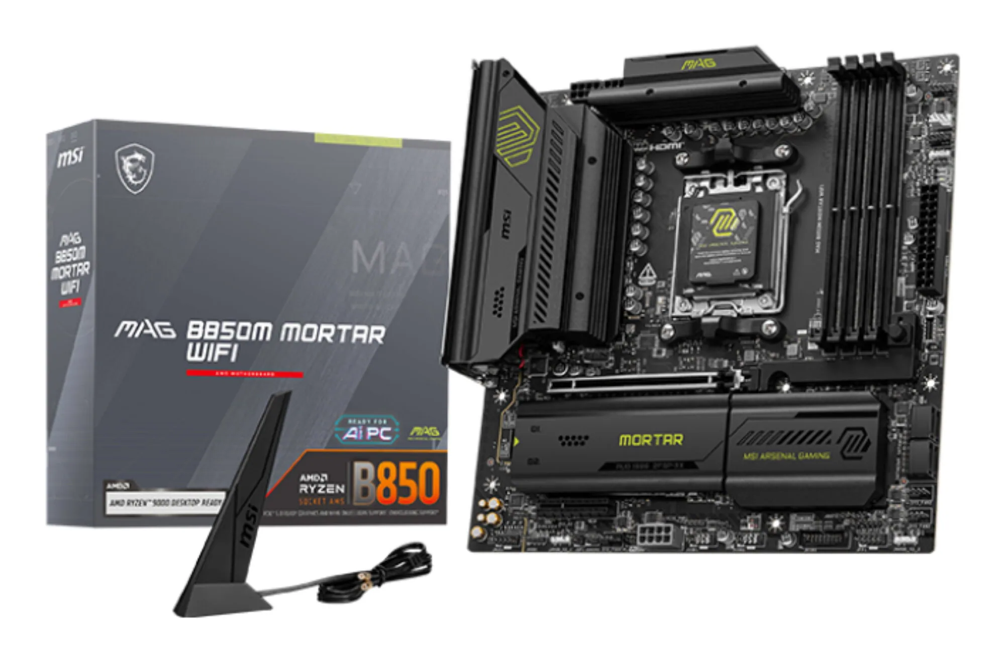 MSI MAG B850M MORTAR WIFI Motherboard AMD B850 Sockel AM5 micro ATX – Bild 1