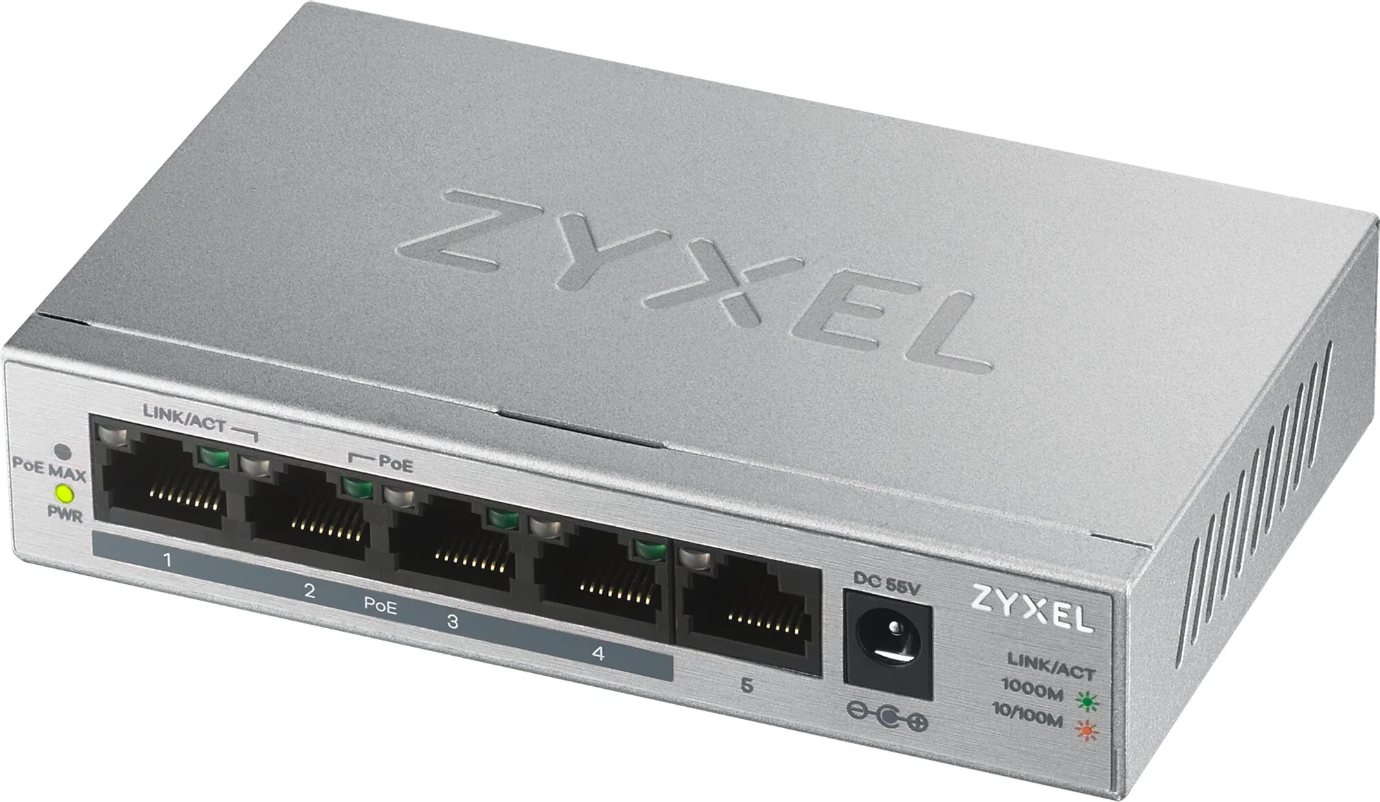 Zyxel GS1005HP Unmanaged Gigabit Ethernet (10/100/1000) Power over Ethernet (PoE) Silber – Bild 1