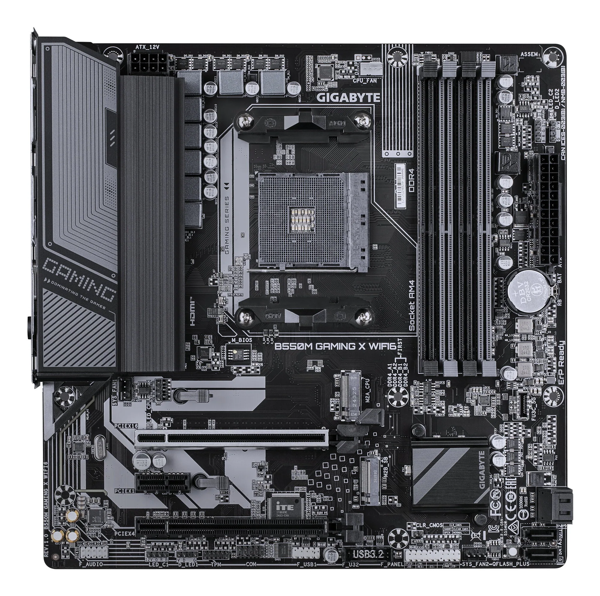 GIGABYTE B550M GAMING X WIFI6 Mainboard – AMD Ryzen 5000 Prozessoren, 5+3 Phasen VRM, bis zu 3200 MHz DDR4, 1x PCIe 4.0 + 1x PCIe 3.0 M.2, Wi-Fi 6, 1 GbE LAN, USB 3.2 Gen 1 – Bild 2