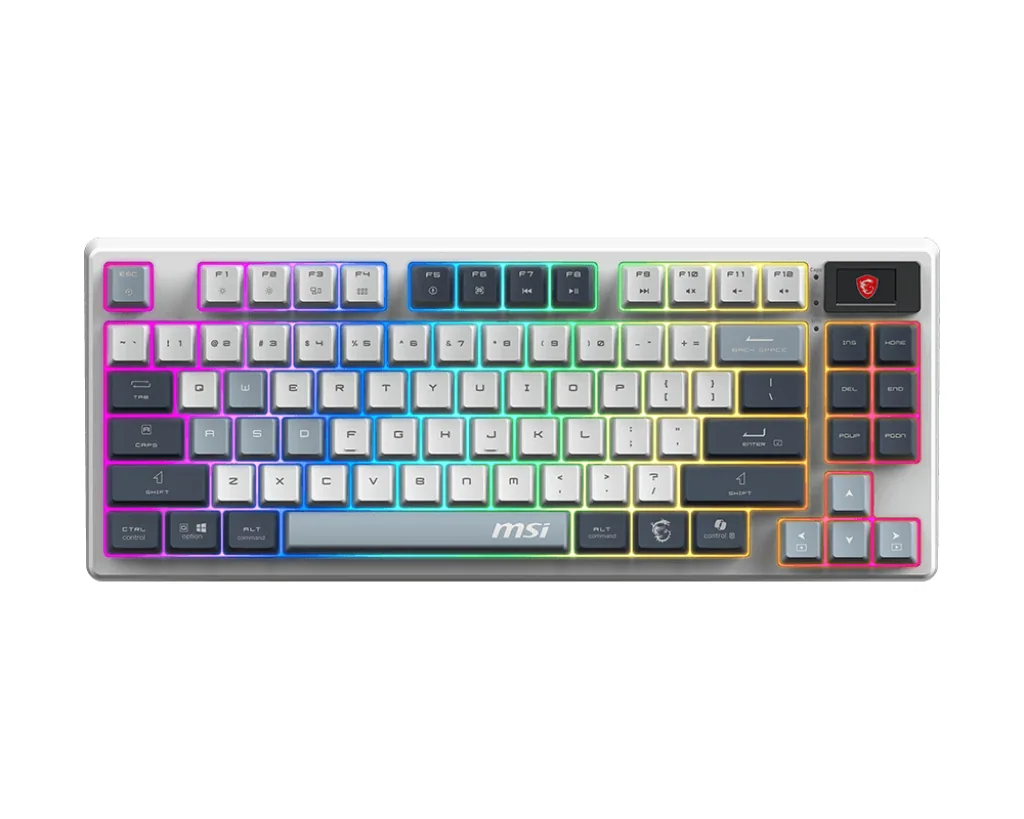 MSI FORGE GK600 TKL WIRELESS SKY Tastatur Gaming USB + Bluetooth QWERTY UK Englisch Blau, Weiß – Bild 1