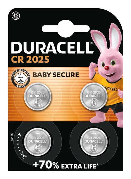 Duracell Batterie Knopfzelle CR2025 3.0V Lithium 4 Stück – Bild 1