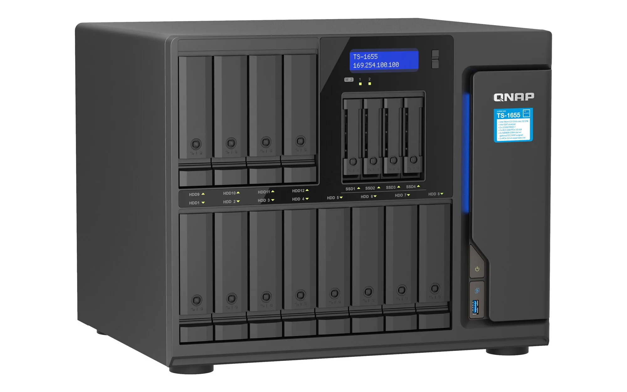 QNAP TS-1655 NAS Tower Intel Atom® C5125 8 GB DDR4 0 TB QNAP Turbo System Schwarz – Bild 7