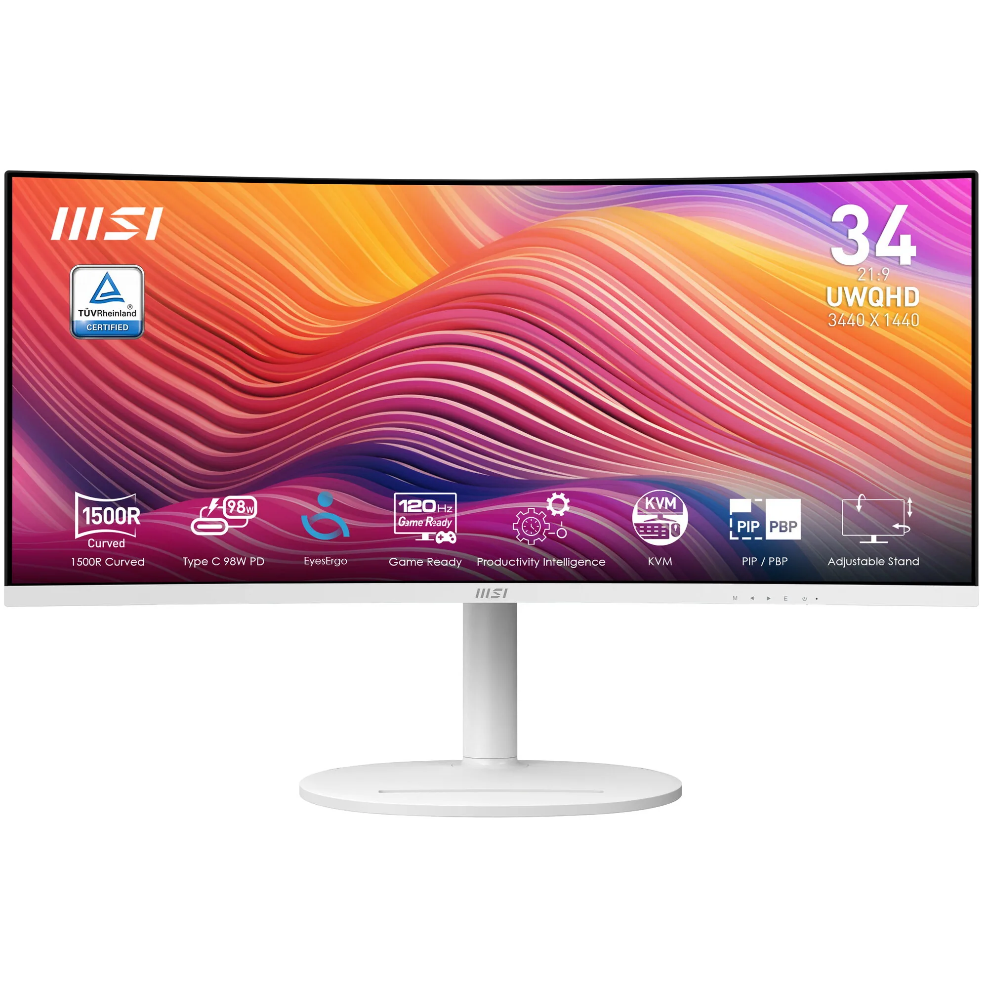 MSI Modern MD342CQPWDE Computerbildschirm 86,4 cm (34") 3440 x 1440 Pixel UltraWide Quad HD LCD Weiß – Bild 1